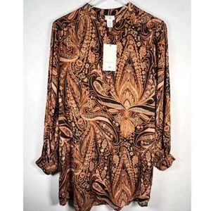 H&M x Richard Allen Womens Sz 4 Paisley Shift Dress Long Sleeves